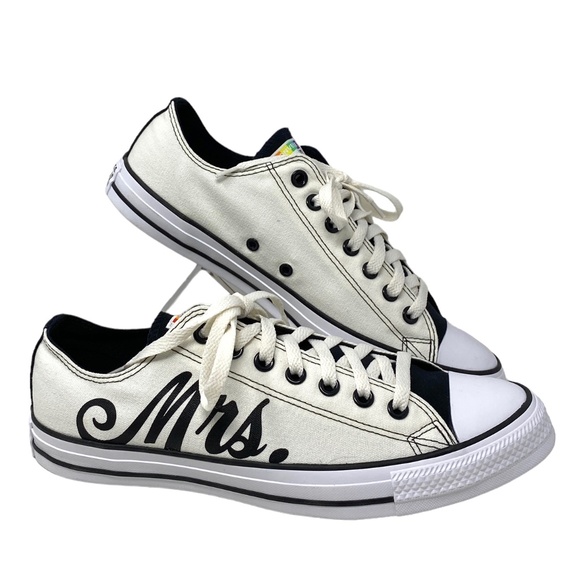 Converse Ctas Low Top Wedding White Canvas Men’s Sneakers Custom 171213C-WHTOFBK - Picture 1 of 12